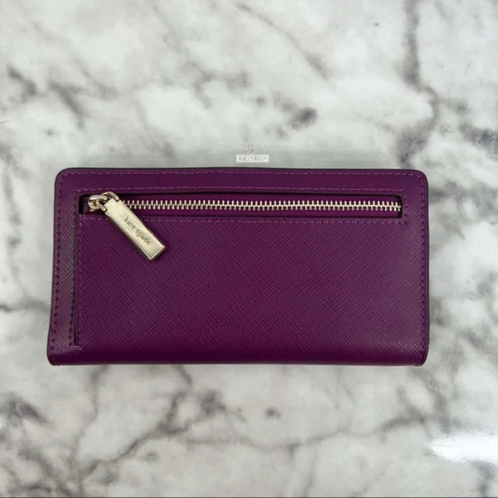 Kate Spade Staci Plum Pie Small Satchel Crossbody & Large Slim Bifold Wallet - Picture 14 of 16